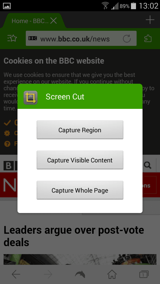 awesome screenshot selected area capture button