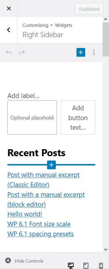 Customizing Widgets in the WordPress Customizer for the right sidebar